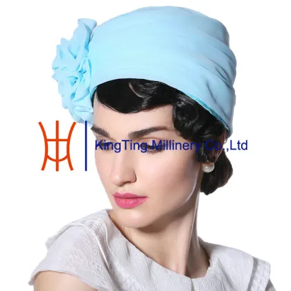 Fresh Blue Ladies Elegant Organza Bonnet Hats For Sale