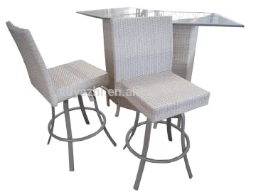 outdoor white rattan dining table and chairs