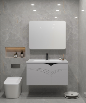 Gabinetto di vanità per bagno commerciale in PVC di alta qualità con lavandino