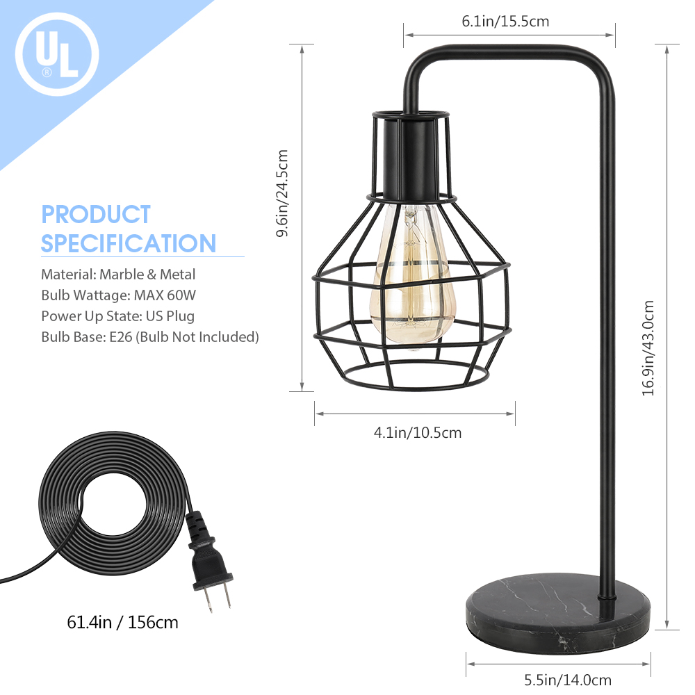 Black Metal Base Nightstand Lamp