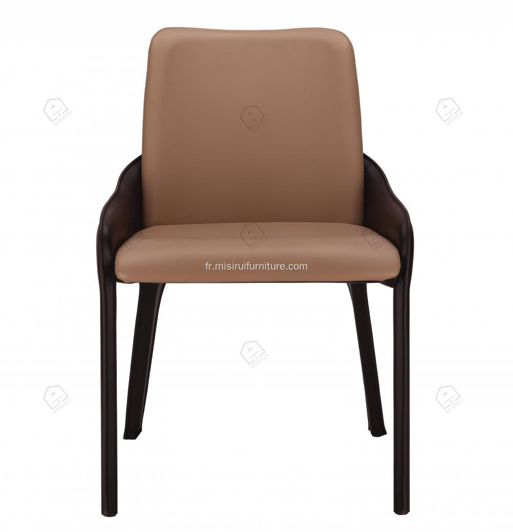 Chaises d'italien minimaliste en cuir marron et noir en cuir noir