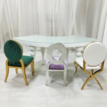 White Stainless Steel Child Dining Table and Chairs for Kids Parties