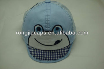 Frog embroidery eye boy's 100% cotton baby cap