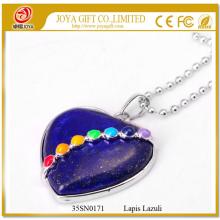 Heart Shape Lapis Lazuli 7 Chakras Gemstone Necklace