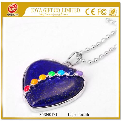 Heart Shape Lapis Lazuli 7 Chakras Gemstone Necklace