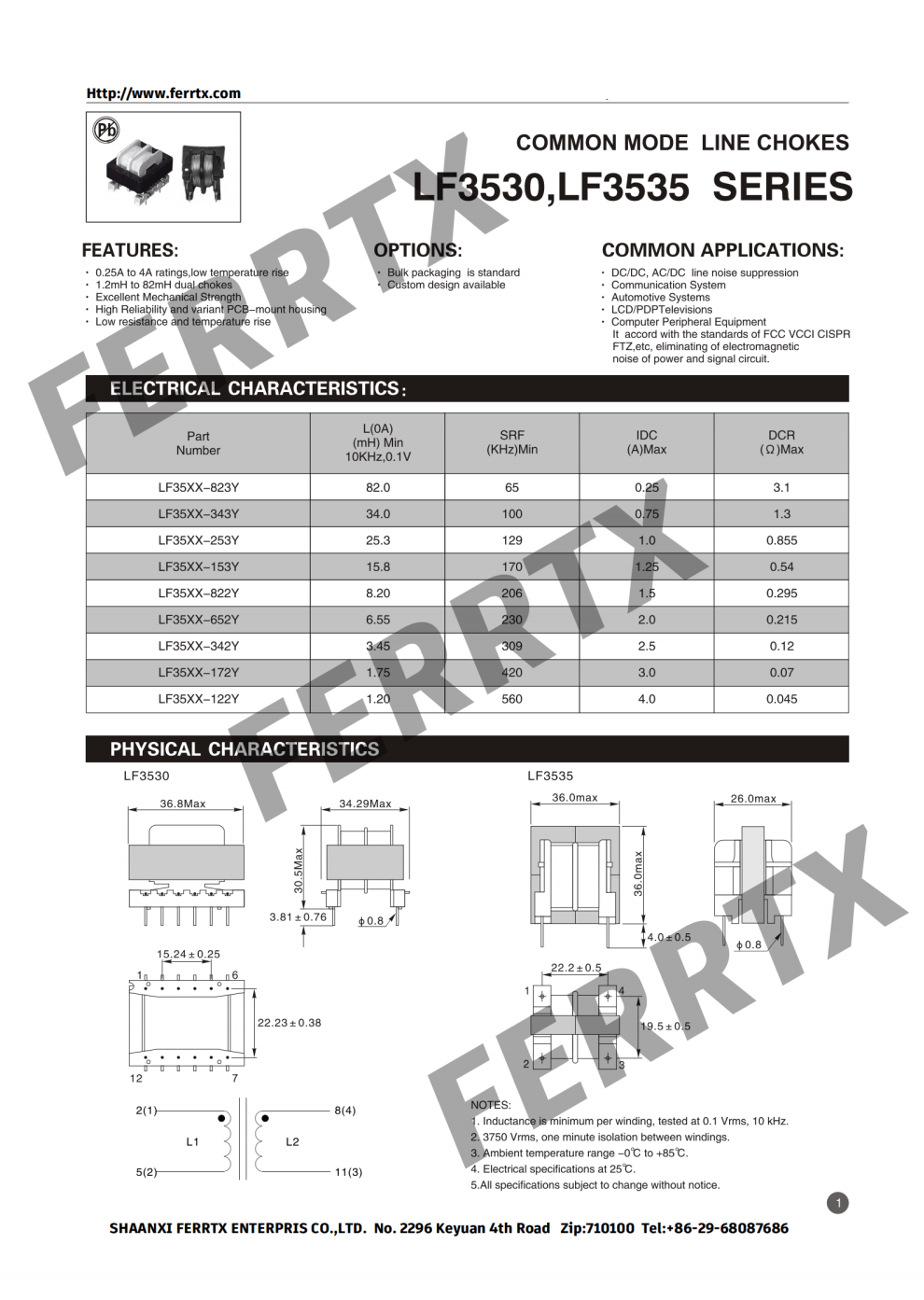 Power Line Common Mode Choke LF