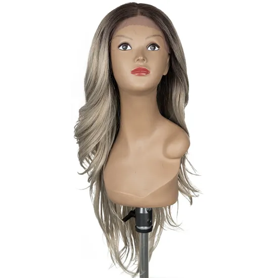 Rebecca wholesalers good quality lace front wig natural blonde highlight long 13*4 body wave synthetic hair lace frontal wigs