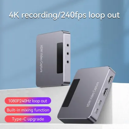 4K HDMI Video Capture Card for Live Broadcast and Game Recording
