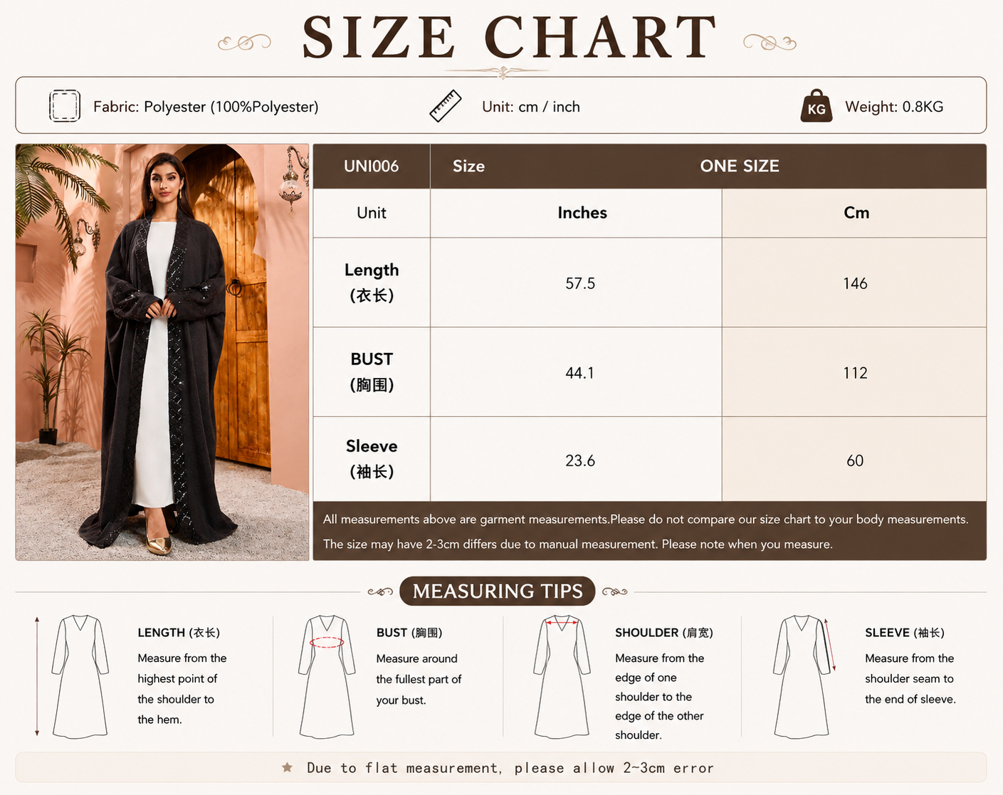 Luxury Black Sequin Batwing Sleeve Open Abaya