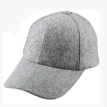 Unisex Wide Brim Warm Winter 6 Panel Gray Snapback Hat - Custom Wool Baseball Cap