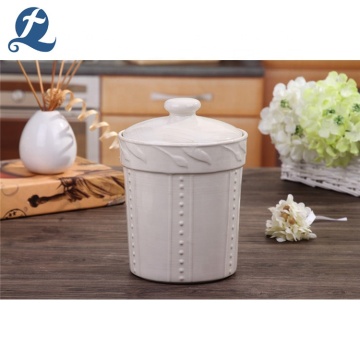 Ceramic Candle jar Round Stoneware Airtight Coffee Canister