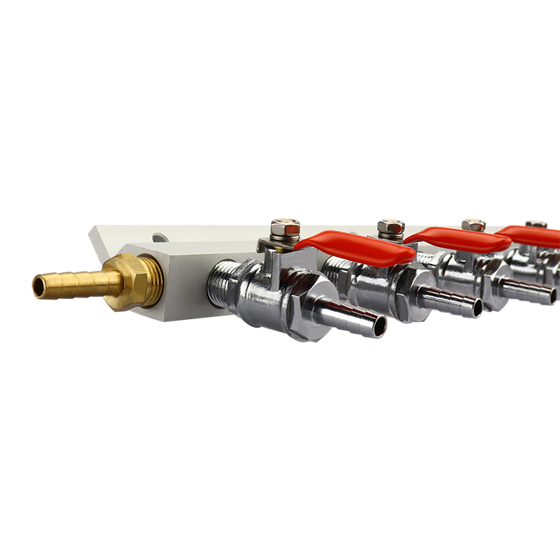 6way Co2 Distributor Manifold With Check Valves Chrome Plated 5/16