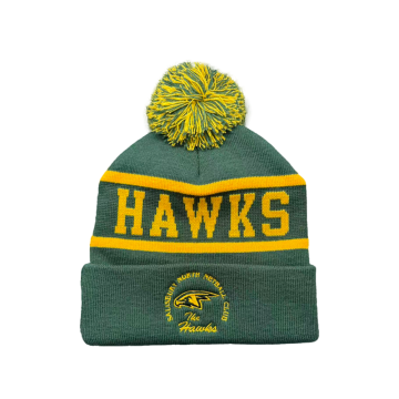 Topi Rajut Musim Dingin Tim Pom Pom Green Gold Hawks