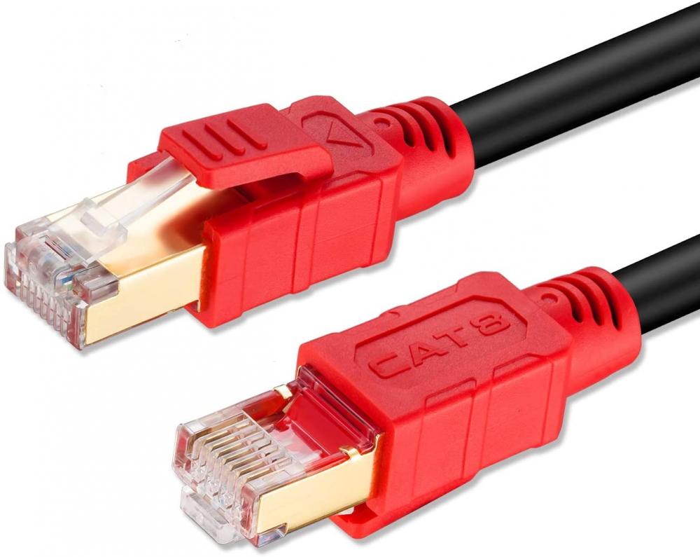 Shielded CAT8 Ethernet Cable with Gold Plated RJ45