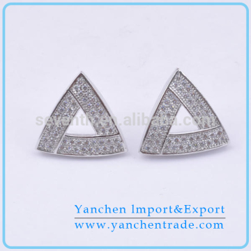 Triangle Shaped Micro Pave CZ Diamond Wholesale Fashionable Earring Stud