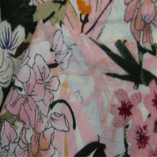 Large flower pattern printed rayon voile