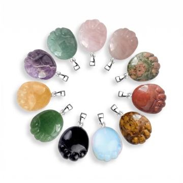 Natural Stone 25MM Carved Foot Charm Pendant Gemstone Crystal Carving Cute Foot Pendant for Diy Jewelry Making
