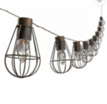 Lâmpada de corda recarregável solar vintage - Luzes decorativas de LED branco de LED branco à prova d'água ao ar livre
