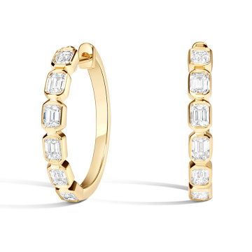 2 ပိုင်းမြမြ Lab Diamond 18K YG Hoops
