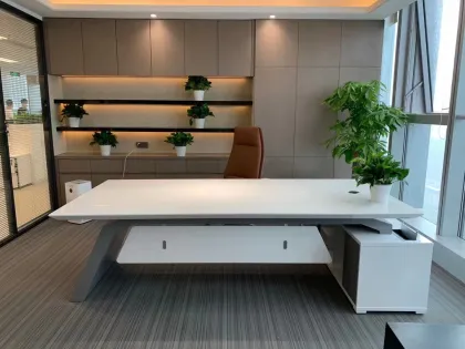 Wood veneer office desk