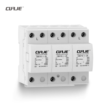 AC Surge Protection Device T1 T2 385 Three Phase SPD 3 Poles 25kA 40kW-600V DC Type 2 Surge Suppressor