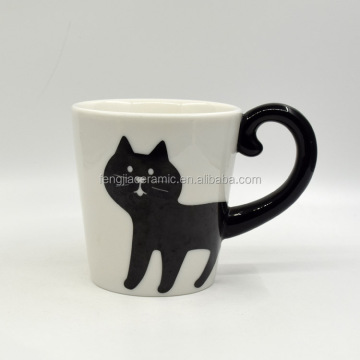 Benutzerdefinierte gedruckte schwarze Katzenform Keramik Kaffeetasse