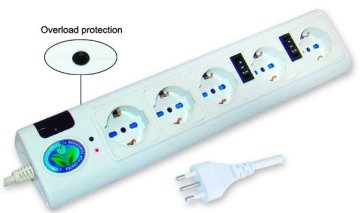 5 Outlets Italian Type Abs Housing Tv Switched Power Extension Socket With Oem Service