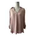 Classic Collar V Neck Long Sleeves Shirt Blouse