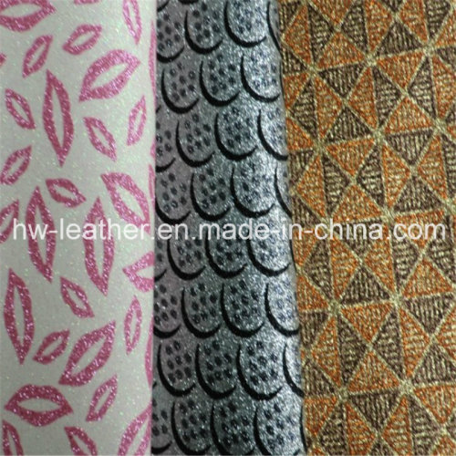 Latest Glitter PU Leather for Wall Decoration (HW-1300)