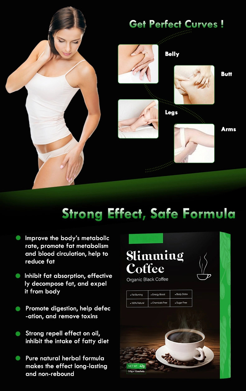 Private Label Natural Ingredient Sugar Free Slim Powder Black Coffee Bean Extract Weight Loss Slimming Coffee Powder