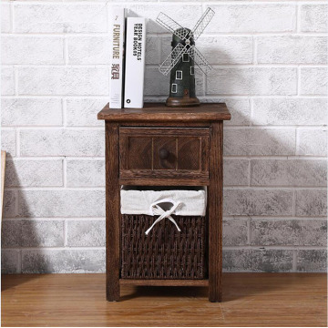 Coffee Color Wooden Nightstand Bed Side Table