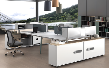 4-person Office Workstation Face to Face with Screen