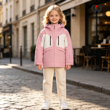 Kids Color Block Hooded Ski Jacket