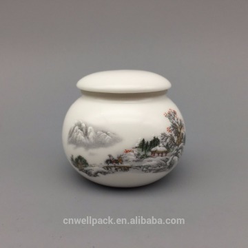 Different sizes colorful ceramic jars for cosmetic products