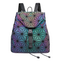 Custom fashion noctilucent effect PU backpack leather geometric reflective luminous backpacks versatile cool style women's bag