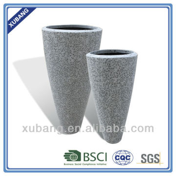 sandstone round polished finish tall garden flower pot with glass pieces