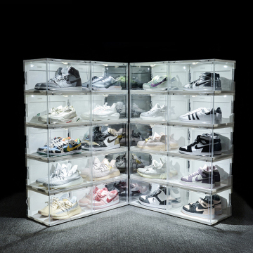 Wholesale Magnetic Transparent Plastic Stackable Shoe Box Organizer