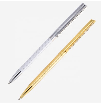 2023 Mode schlanker Metallstift mit Kristallclip -Kugelschreien für Kinder