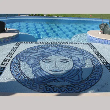 Customized Mosaic Design Blue Glass Mosaic for Swimming Pool mosaic tiles