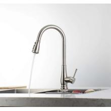 Chromed zinc kitchen sink faucet with flexible hose