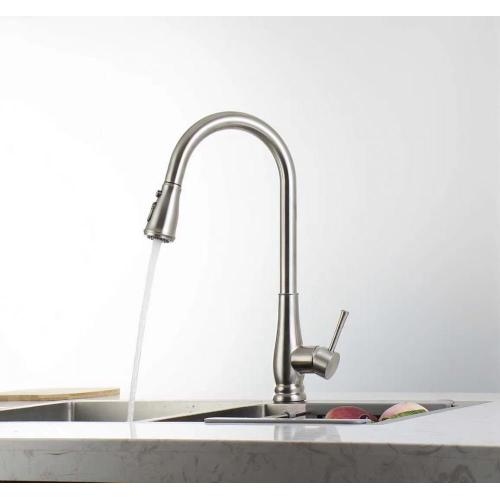 USA Villa ปุ่มจับเดี่ยว Push Pull Down Kitchen Faucet Matte Black ORB Kitchen Faucet