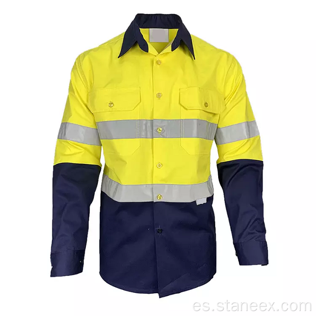 Camisa de trabajo de seguridad de manga larga con cinta reflectante