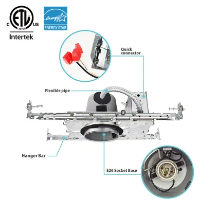 4 Inch Recessed Downlight IC Rated Airtight E26 Socket ETL Listed