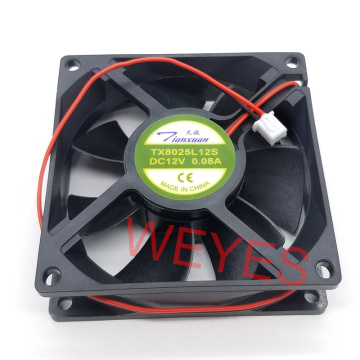 FOR TX8025L12S 12V 0.08A 80*80*25 8 cm super silent two lines radiating fan