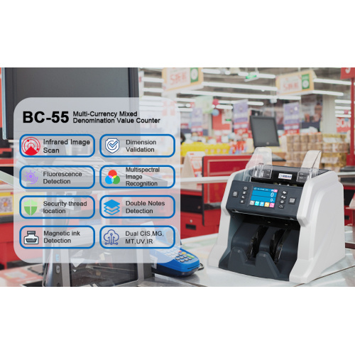 Contador de billetes de billetes de denominación mixta de varias divisas