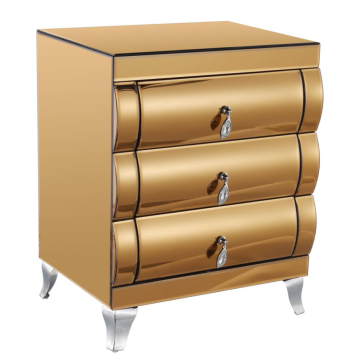 Gold bedside table made of glass