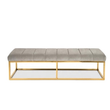 Factory Wholesale Luxury Hotel Upholstered Velvet Modern Living Room Bench