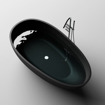 Italian Design Solid Surface Black Bathtub Pyriform Shape
