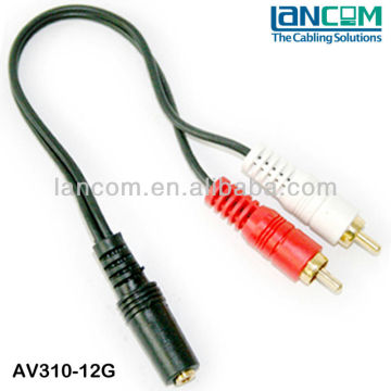 Factory Stereo Cable 3.5mm Female to 2xRCA male,Gold Plated