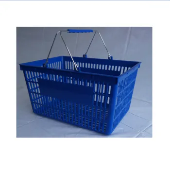 Metal Handle Plastic Shopping Basket for Supermarkets